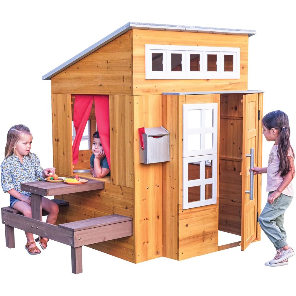 Kids Outdoor Wooden Playhouse - KidKraft Modern Wooden Playhouse Outdoor with