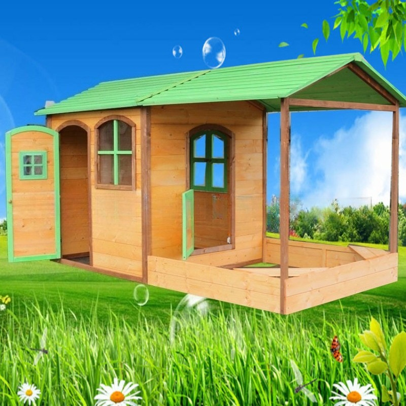 Kids Outdoor Wooden Playhouse - Wooden Large Outdoor Toys Kids Wooden