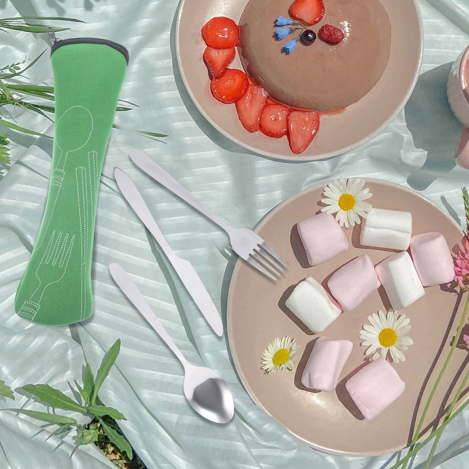 Kids Outdoor Dining Set - 1Set Exquisite Stainless Steel Tableware Kit