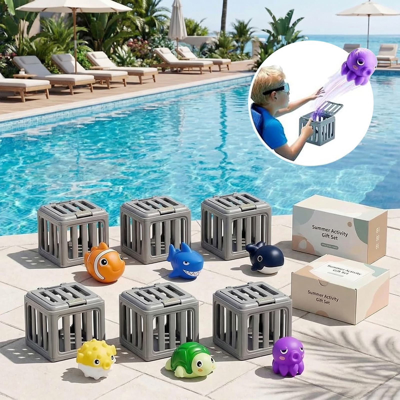 Kids Outdoor Park - Kids Pool Diving Toys with Fish