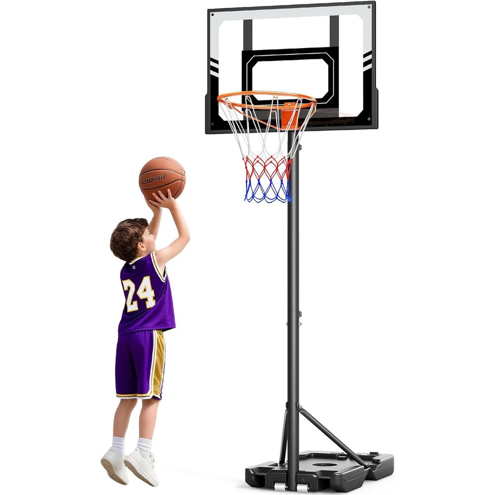Kids Outdoor Basketball - Portable Adjustable Height Basketball Hoop for