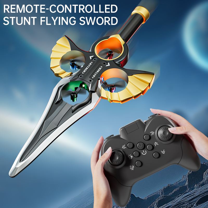 Kids Unique Outdoor Toys - Remote Control Flying Sword Drone, Stunt