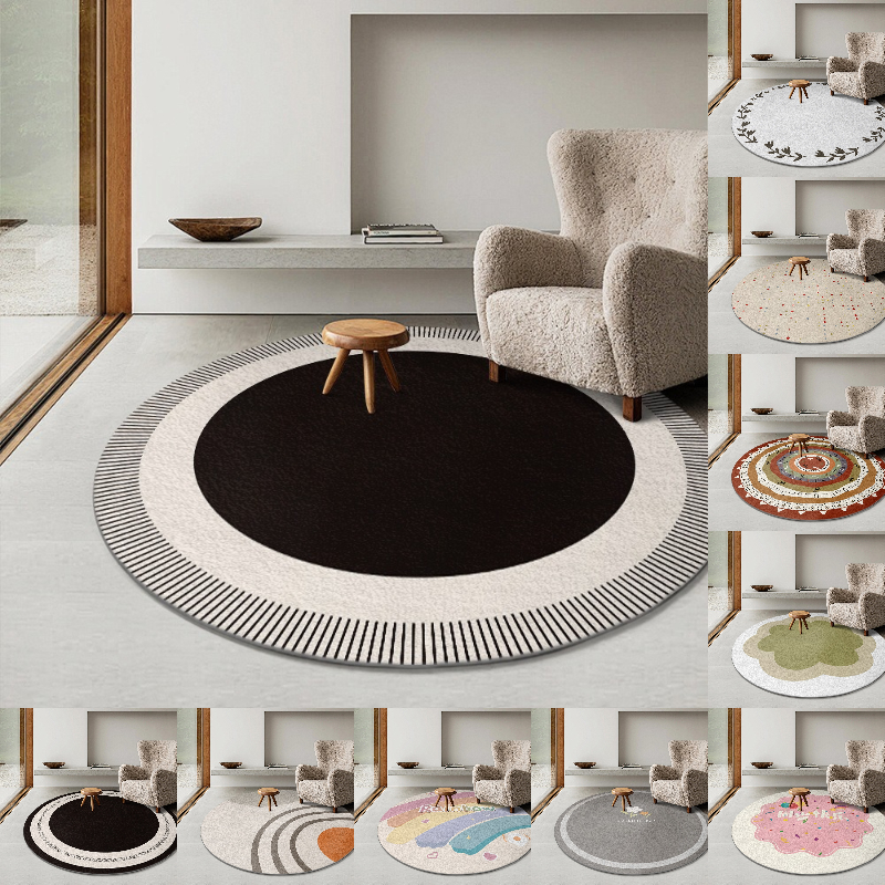 Kids Outdoor Chair And Table - Round Rug Animal Print Cartoon Pattern