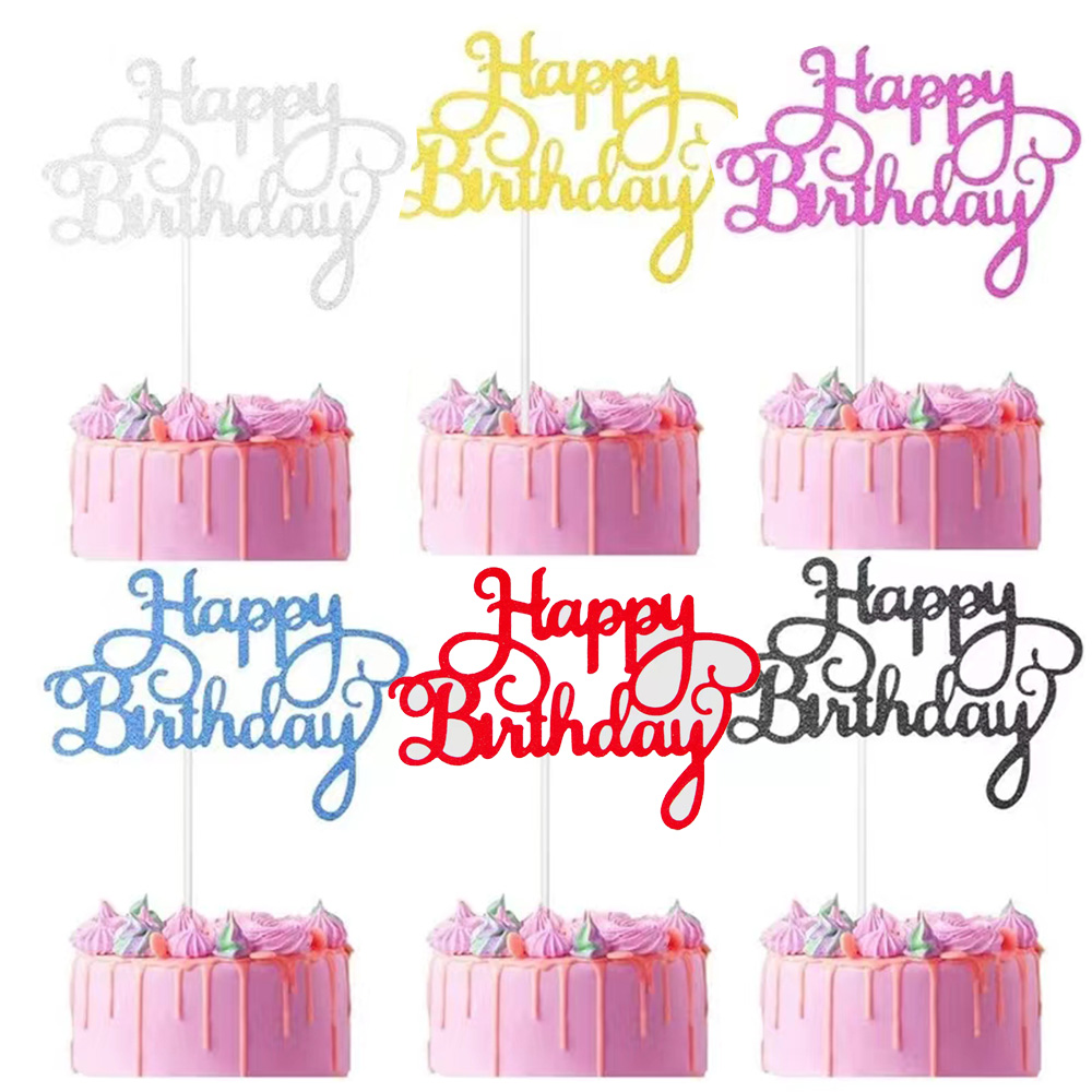 Kids Outdoor Merry Go Round - 5pcs Happy Birthday Cake Topper Red