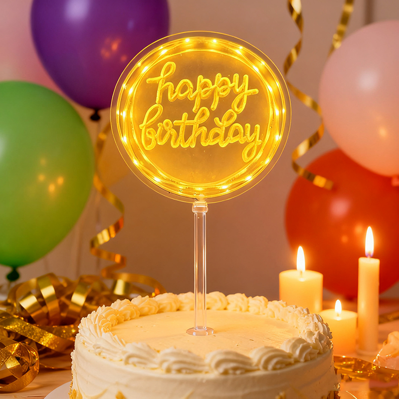 Kids Outdoor Merry Go Round - Birthday Neon Lights Cake Toppers Kids