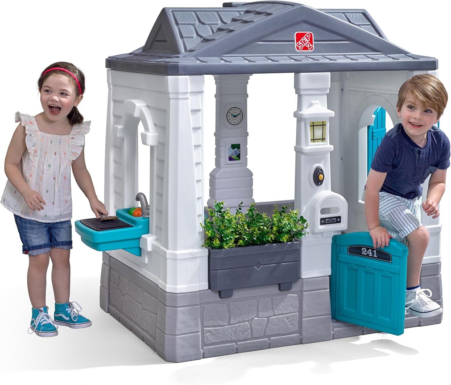 Kids Outdoor Wooden Playset - Neat & Tidy Cottage Kids Playhouse,