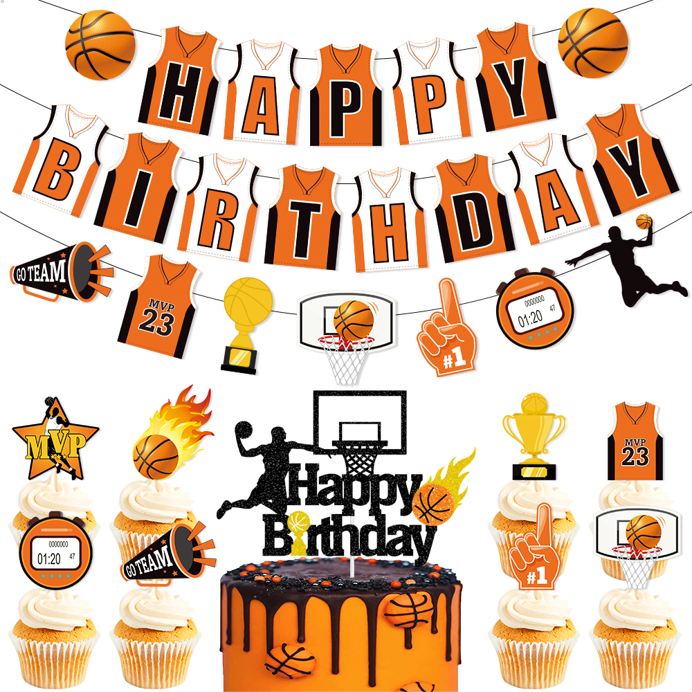 Kids Outdoor Merry Go Round - Basketball Cake Topper Happy Birthday Star