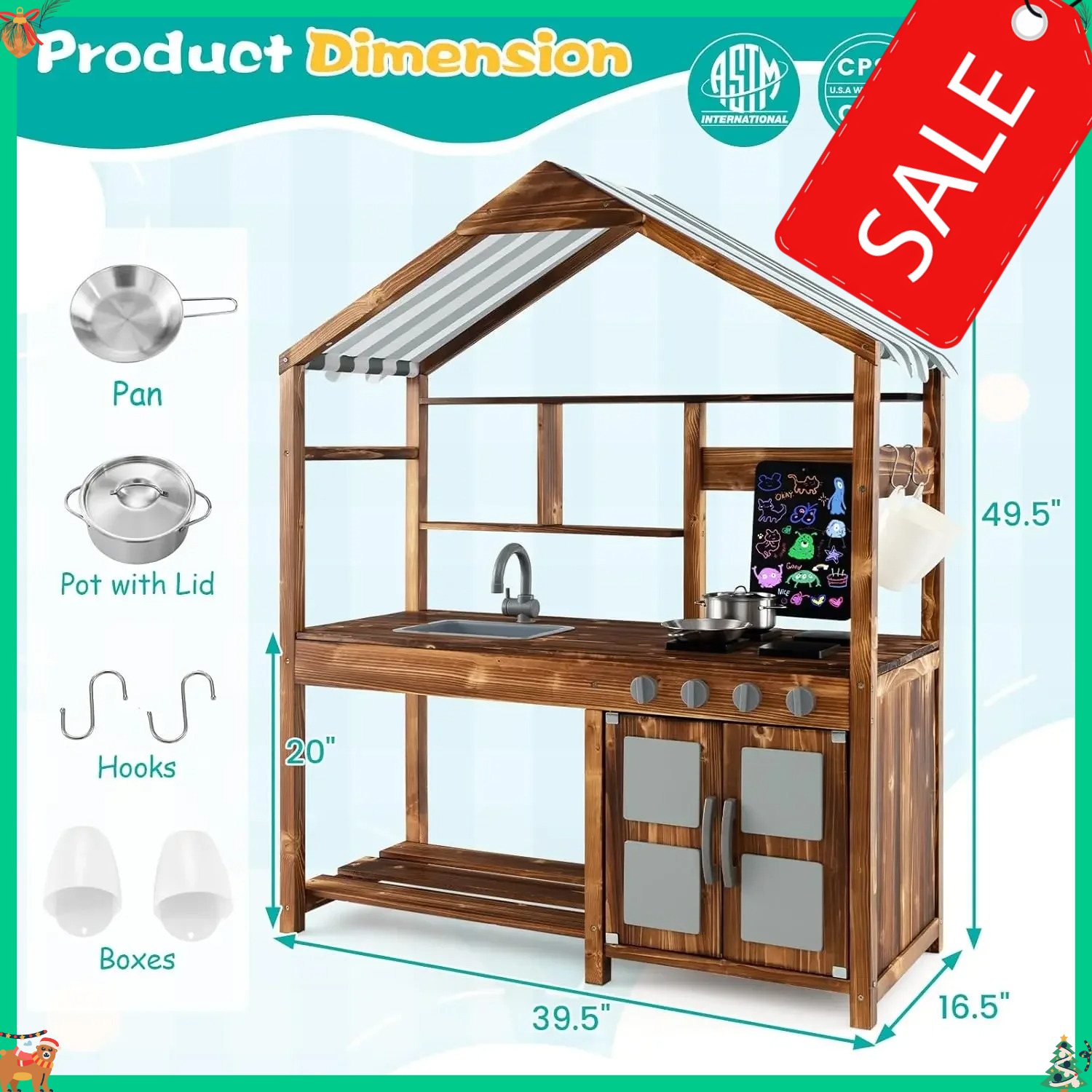 Outdoor Play Kitchen with Cano – обзор и цена Kids Outdoor Chalkboard