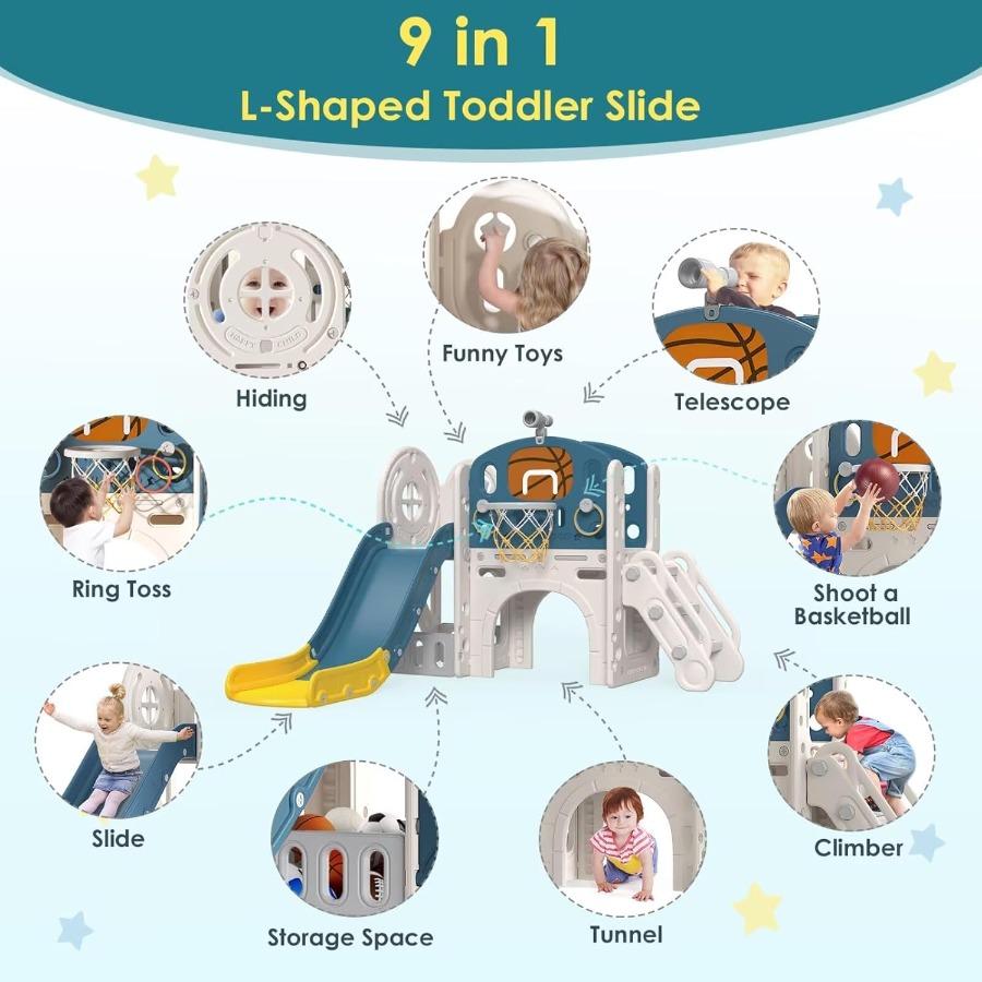 9 in 1 Toddler Slide Kid Slide – обзор и цена Kids Outdoor Basketball