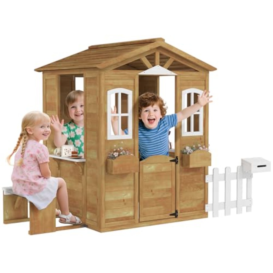 Outdoor playhouse for kids age – обзор и цена Kids Outdoor Wooden Playhouse