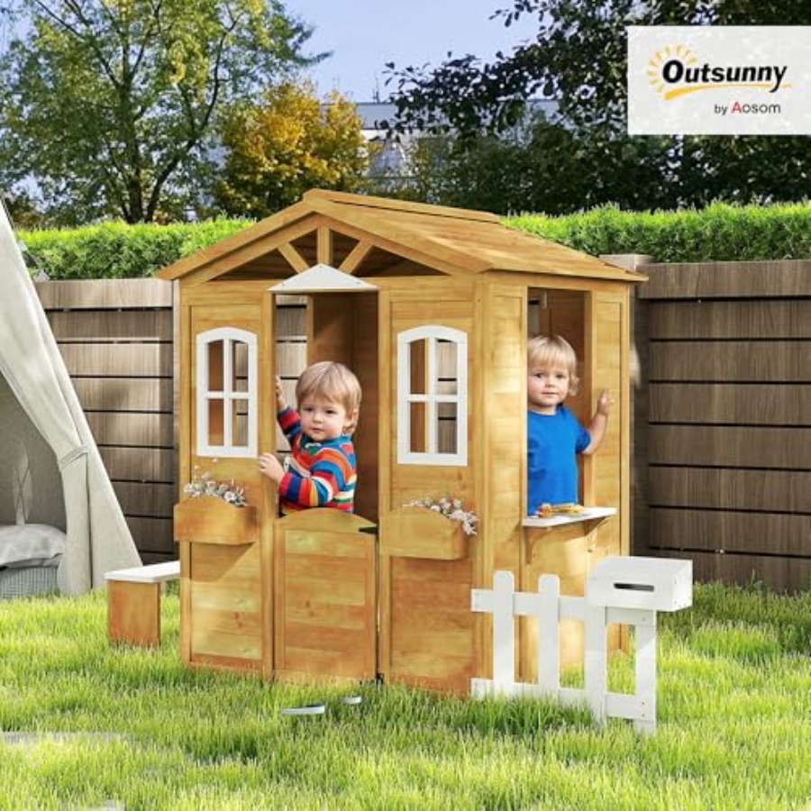 Outdoor playhouse for kids age – обзор и цена Kids Outdoor Wooden Playhouse