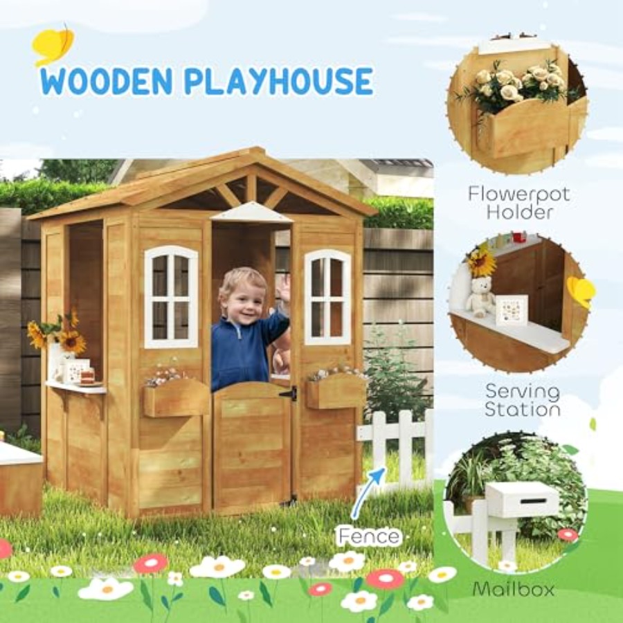 Outdoor playhouse for kids age – обзор и цена Kids Outdoor Wooden Playhouse