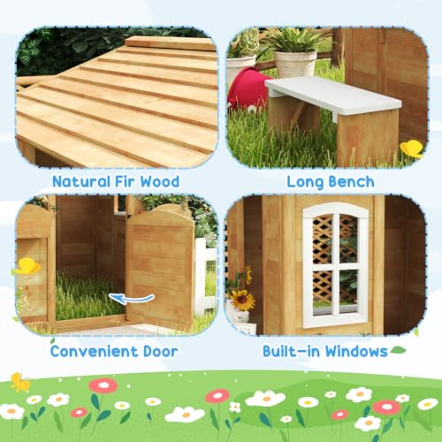 Outdoor playhouse for kids age – обзор и цена Kids Outdoor Wooden Playhouse