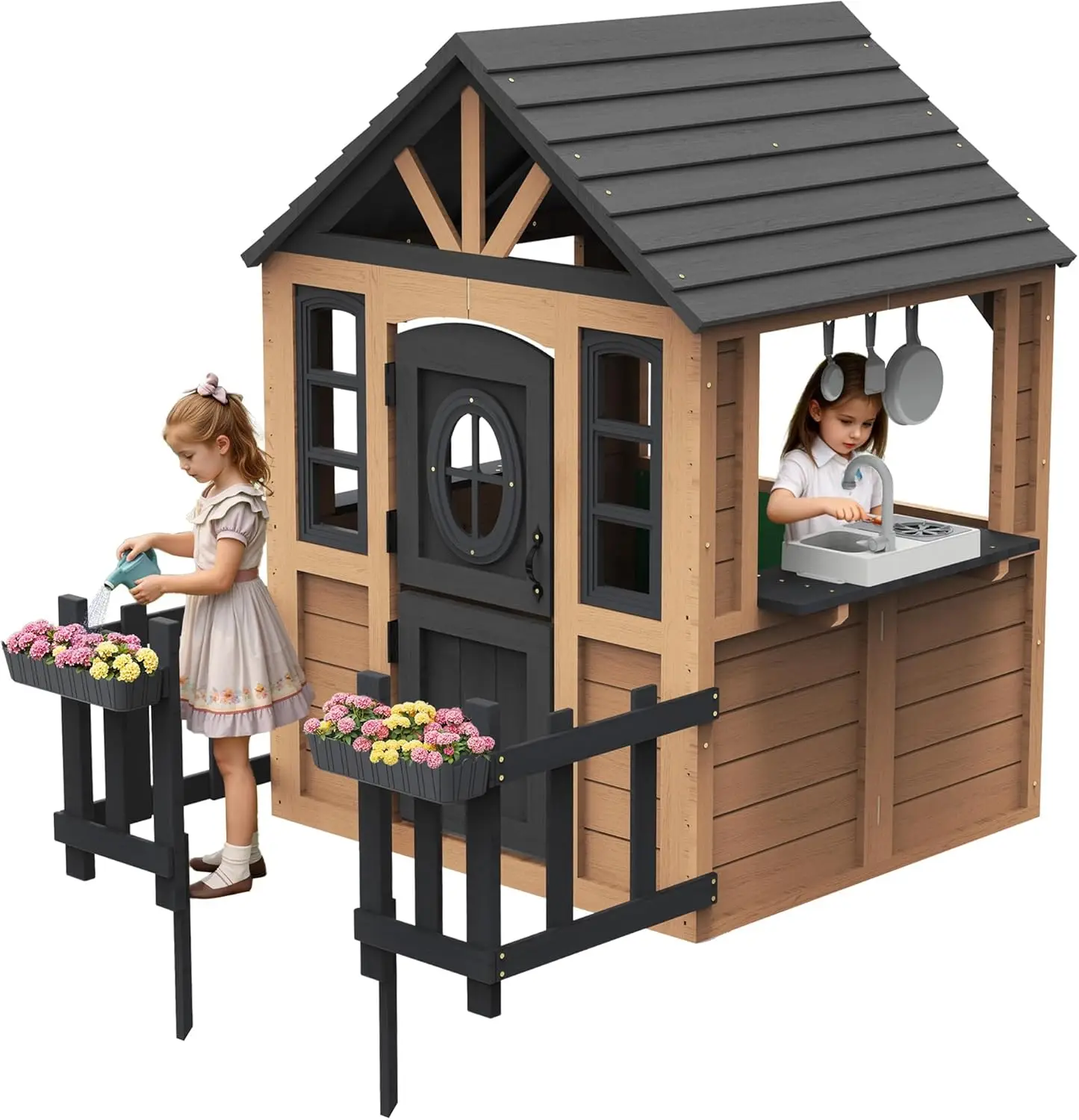 Albott Kids Outdoor Wooden Pla – обзор и цена Kids Outdoor Wooden Playhouse