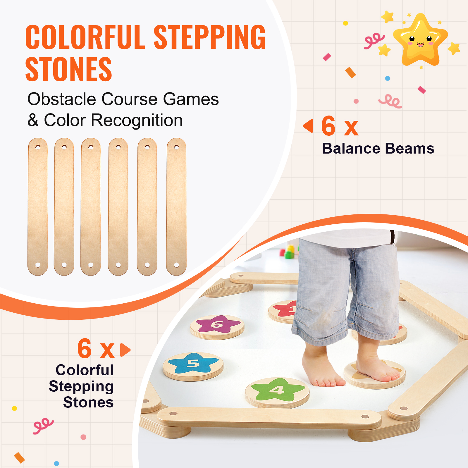 SucceBuy 6PCS Kids Balance Bea – обзор и цена Kids Outdoor Balance Beam