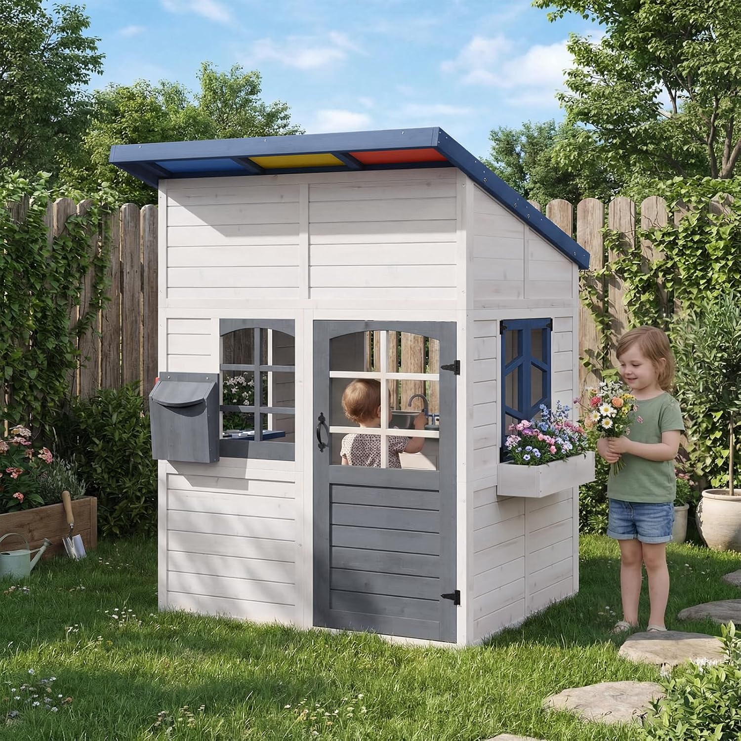 Wooden Kids Outdoor Playhouse  – обзор и цена Kids Outdoor Wooden Playset