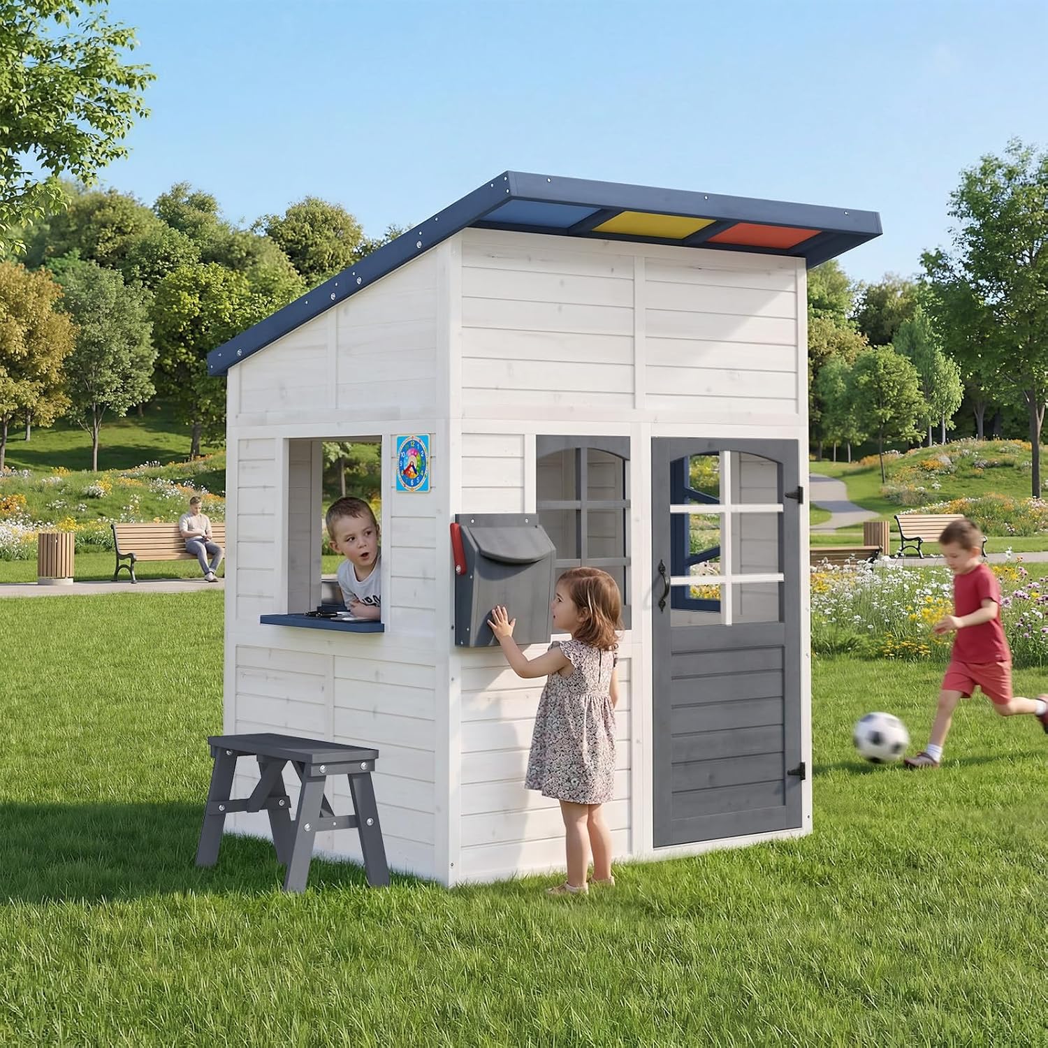 Wooden Kids Outdoor Playhouse  – обзор и цена Kids Outdoor Wooden Playset