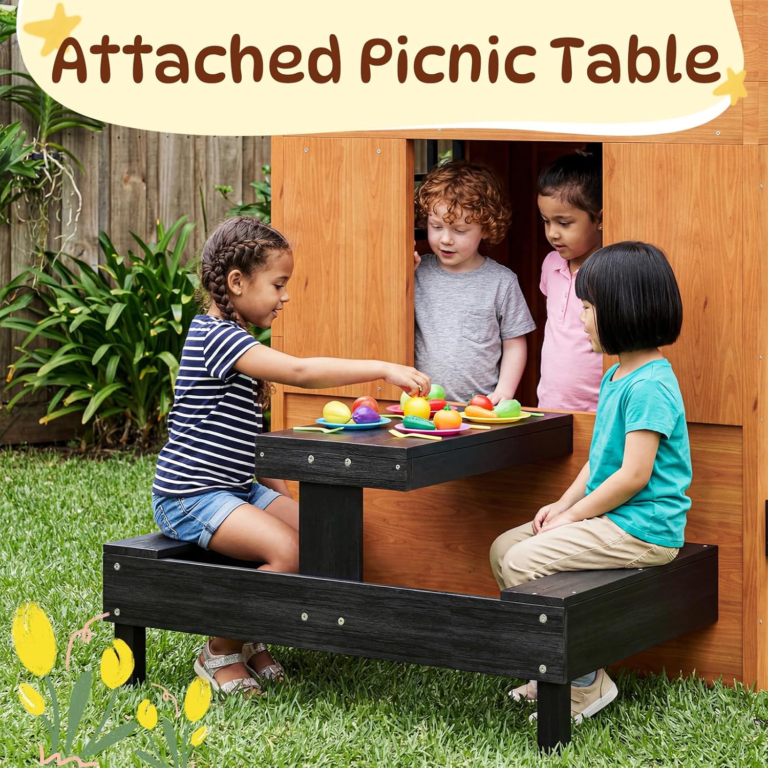 Fir Wooden Kids Playhouse with – обзор и цена Kids Outdoor Chalkboard