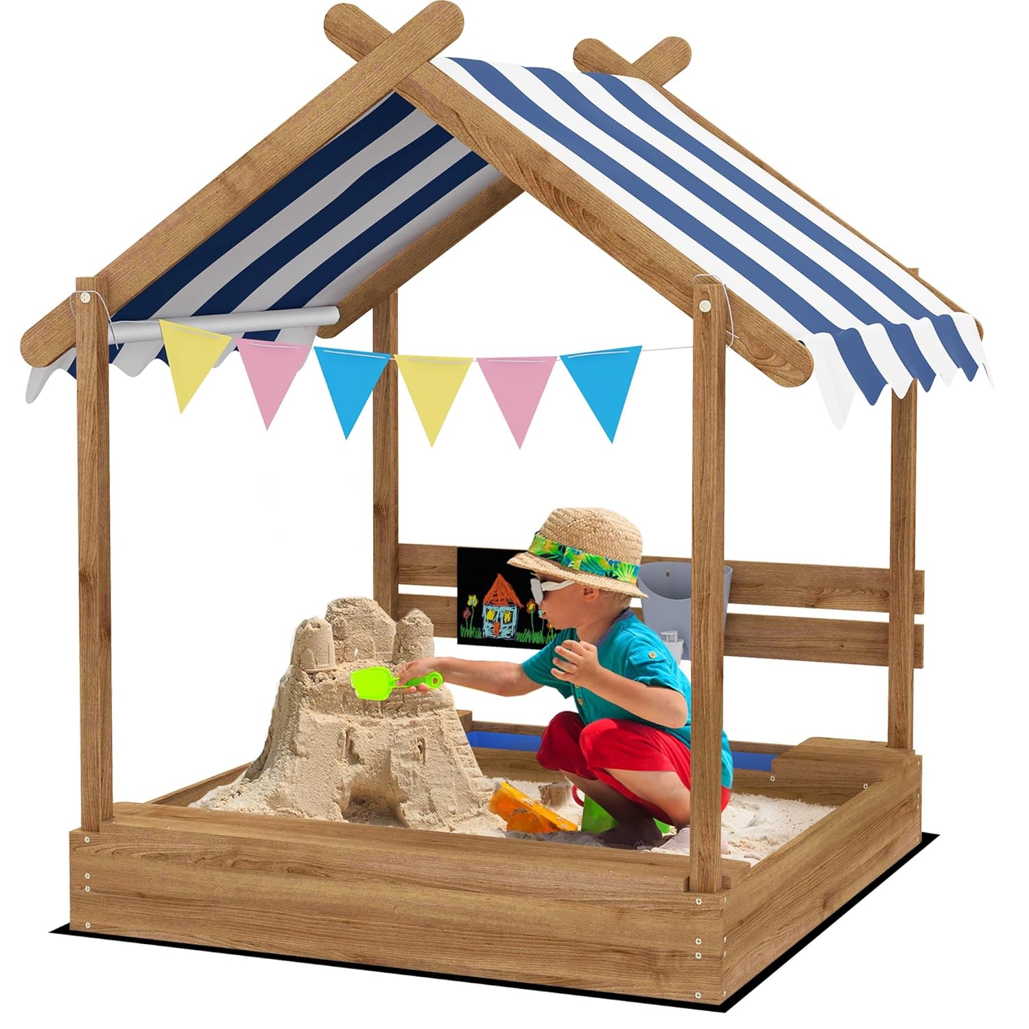 Wooden Sandbox Canopy Kids San – обзор и цена Kids Outdoor Wooden Playset
