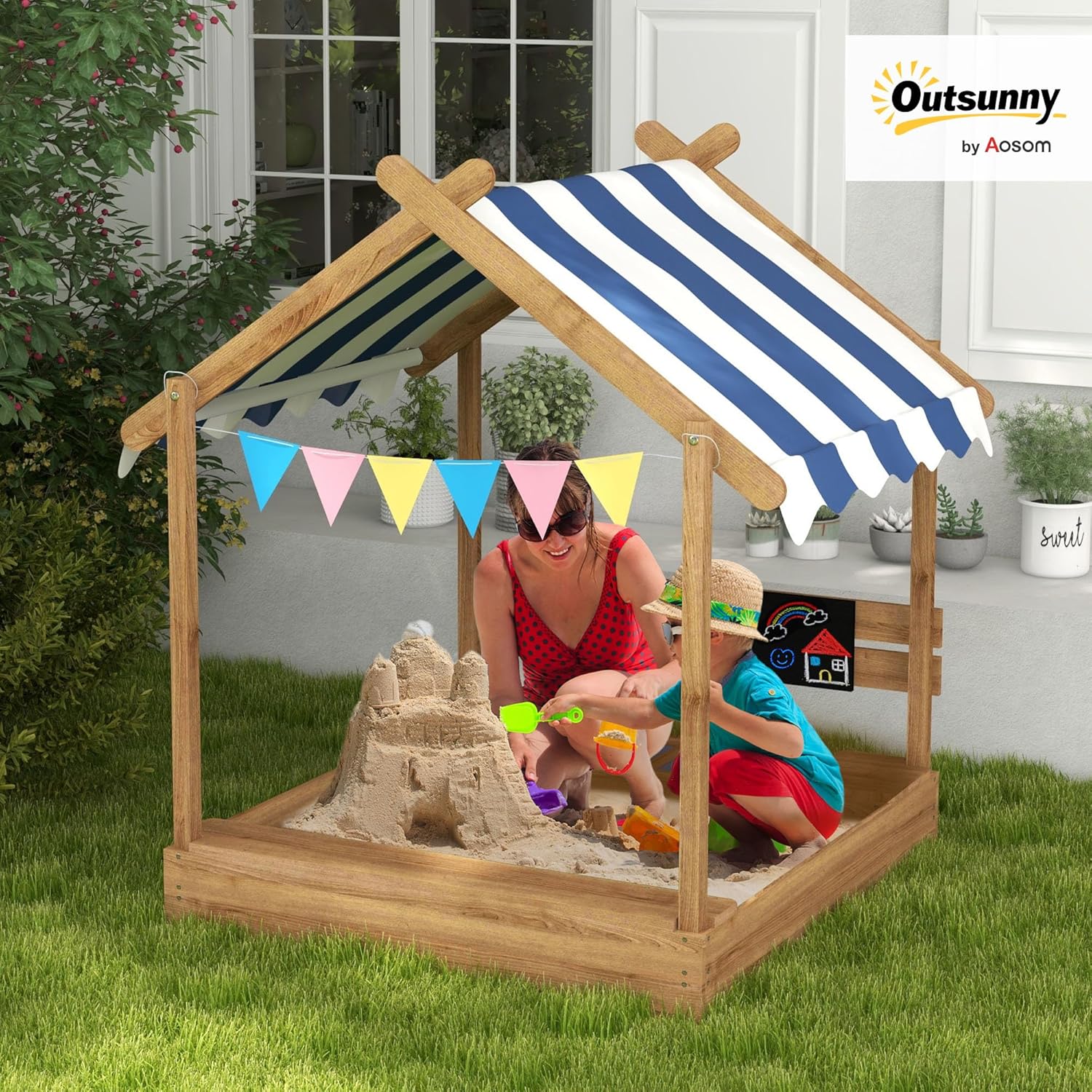 Wooden Sandbox Canopy Kids San – обзор и цена Kids Outdoor Wooden Playset