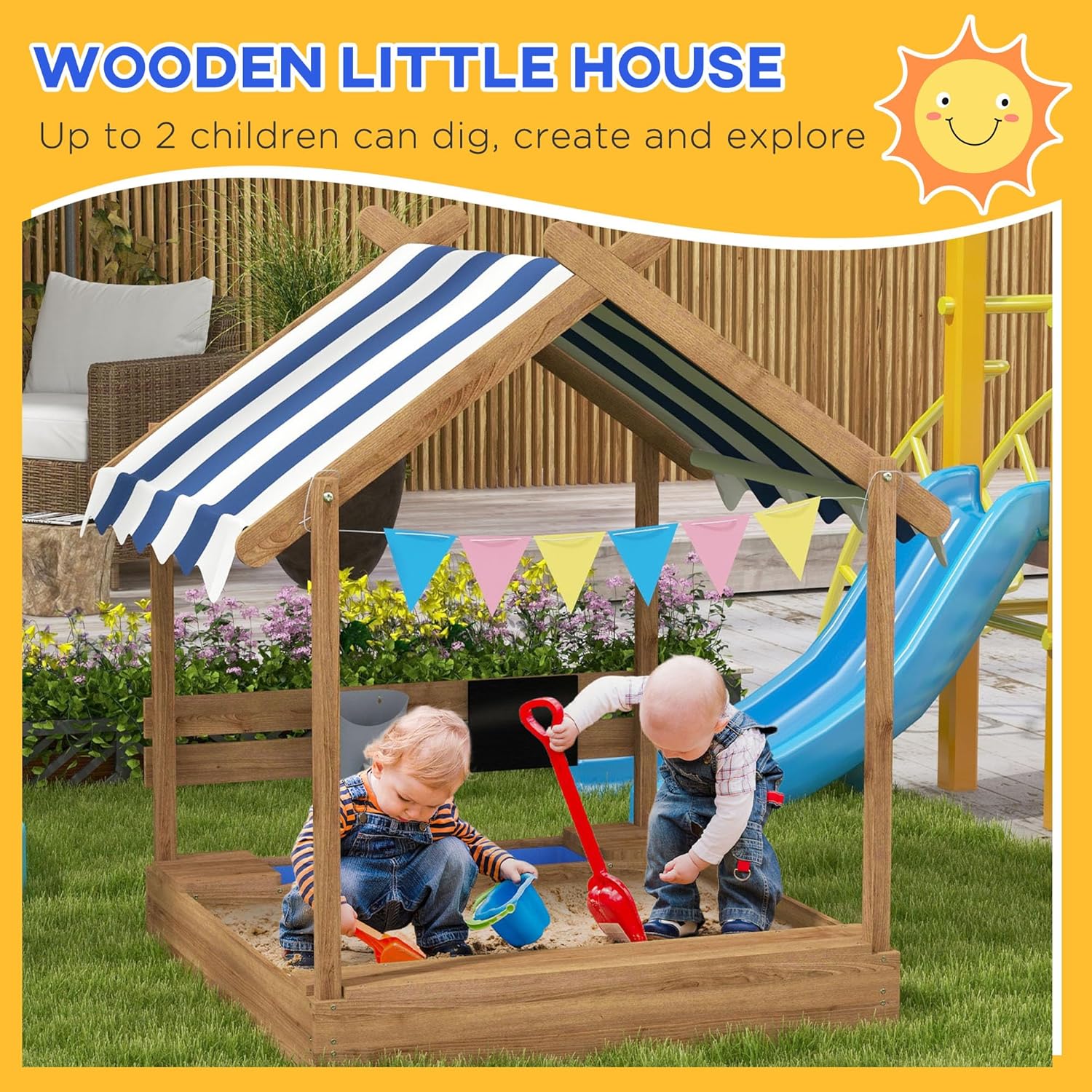 Wooden Sandbox Canopy Kids San – обзор и цена Kids Outdoor Wooden Playset