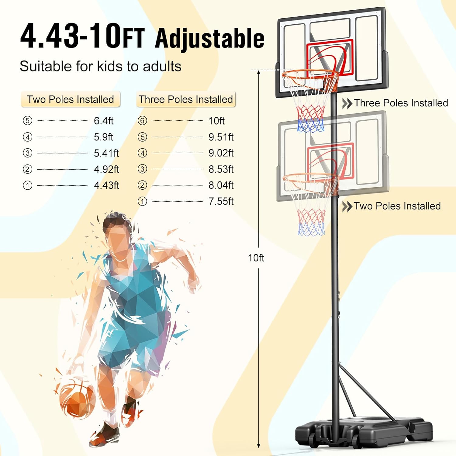Adjustable Basketball Hoop 10F – обзор и цена Kids Outdoor Basketball