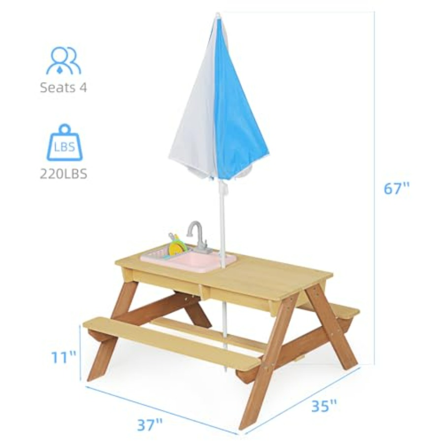 Outdoor kids picnic table with – обзор и цена Kids Outdoor Sink