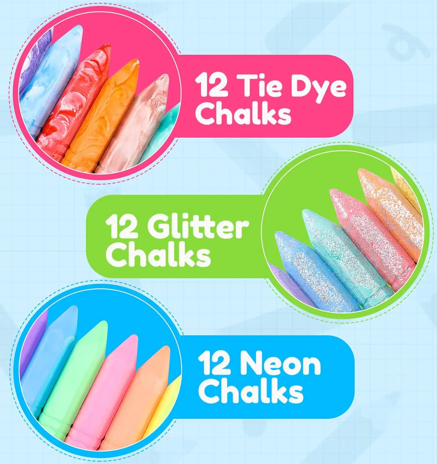 36 Pcs Washable Sidewalk Chalk – обзор и цена Kids Outdoor Chalkboard
