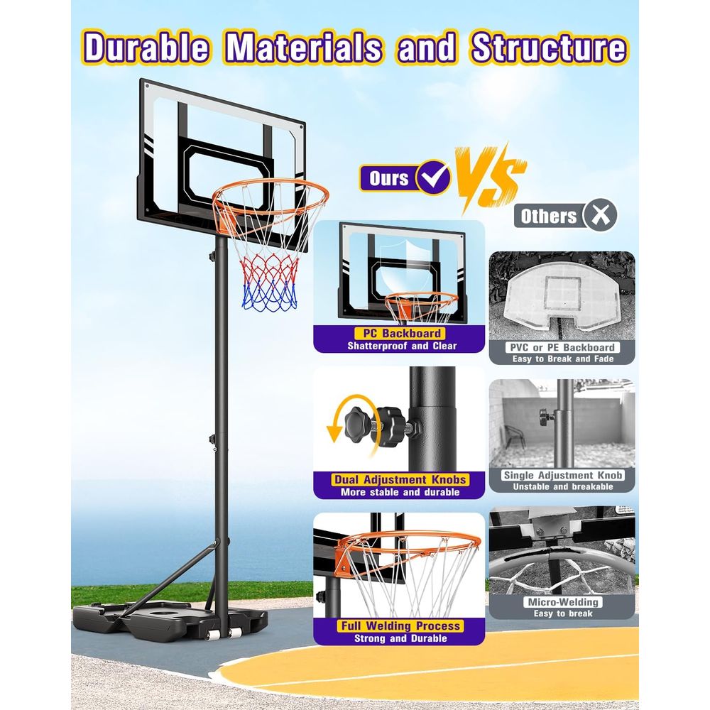 Portable Adjustable Height Bas – обзор и цена Kids Outdoor Basketball
