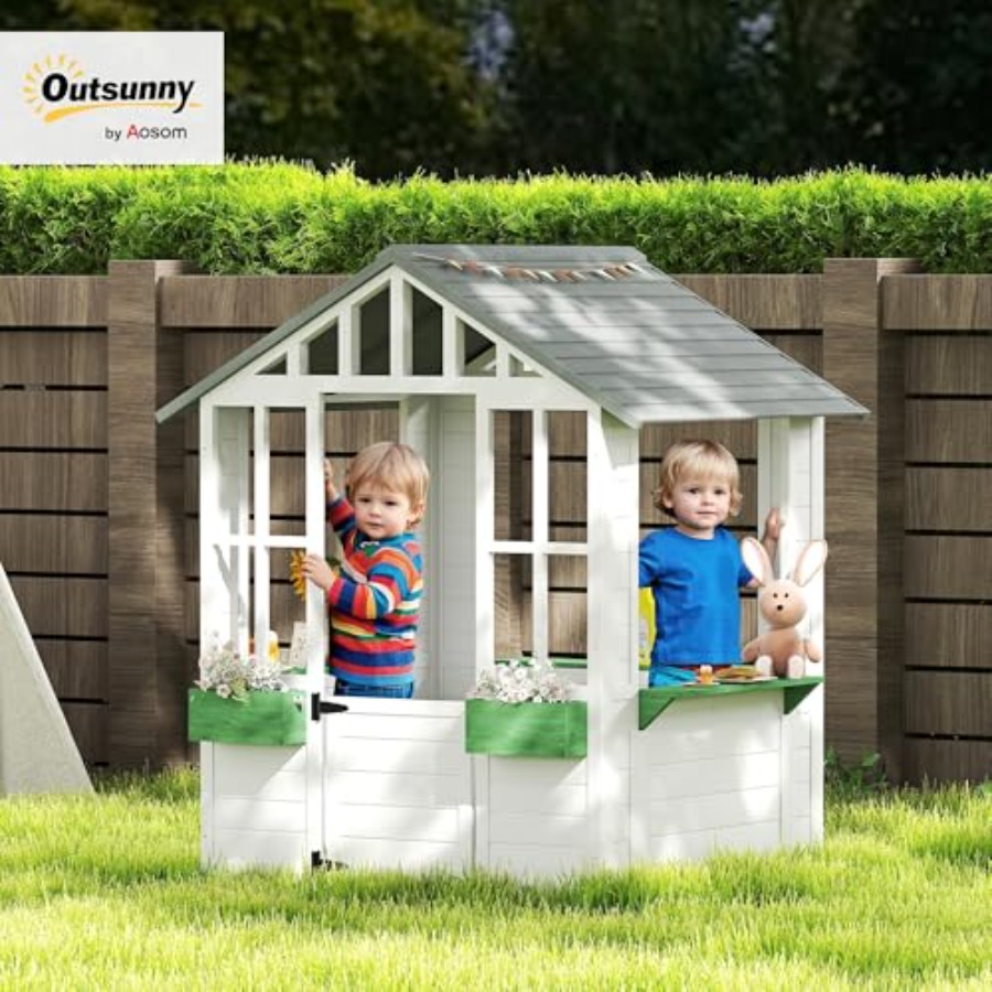 Outdoor playhouse for backyard – обзор и цена Kids Outdoor Wooden Playhouse