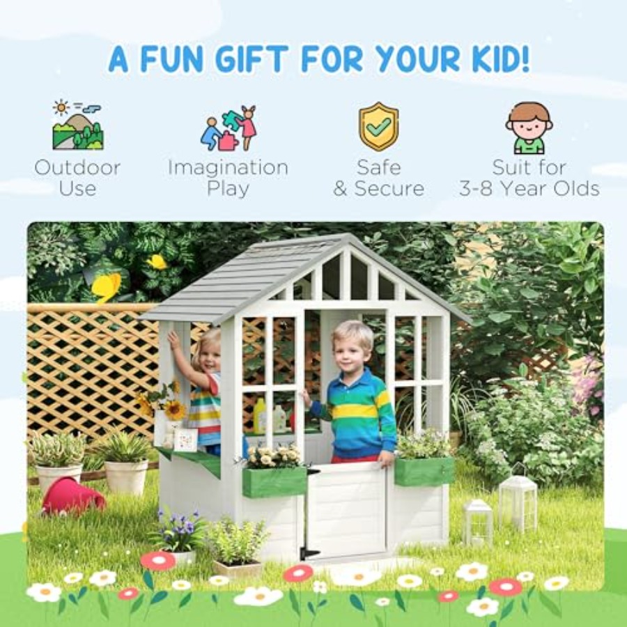 Outdoor playhouse for backyard – обзор и цена Kids Outdoor Wooden Playhouse