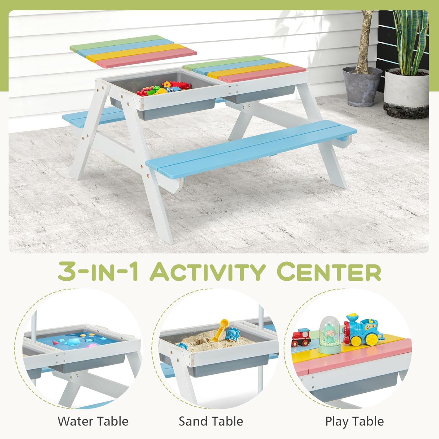 Kids Picnic Table, 4 in 1 Outd – обзор и цена Kids Outdoor Chair And Table