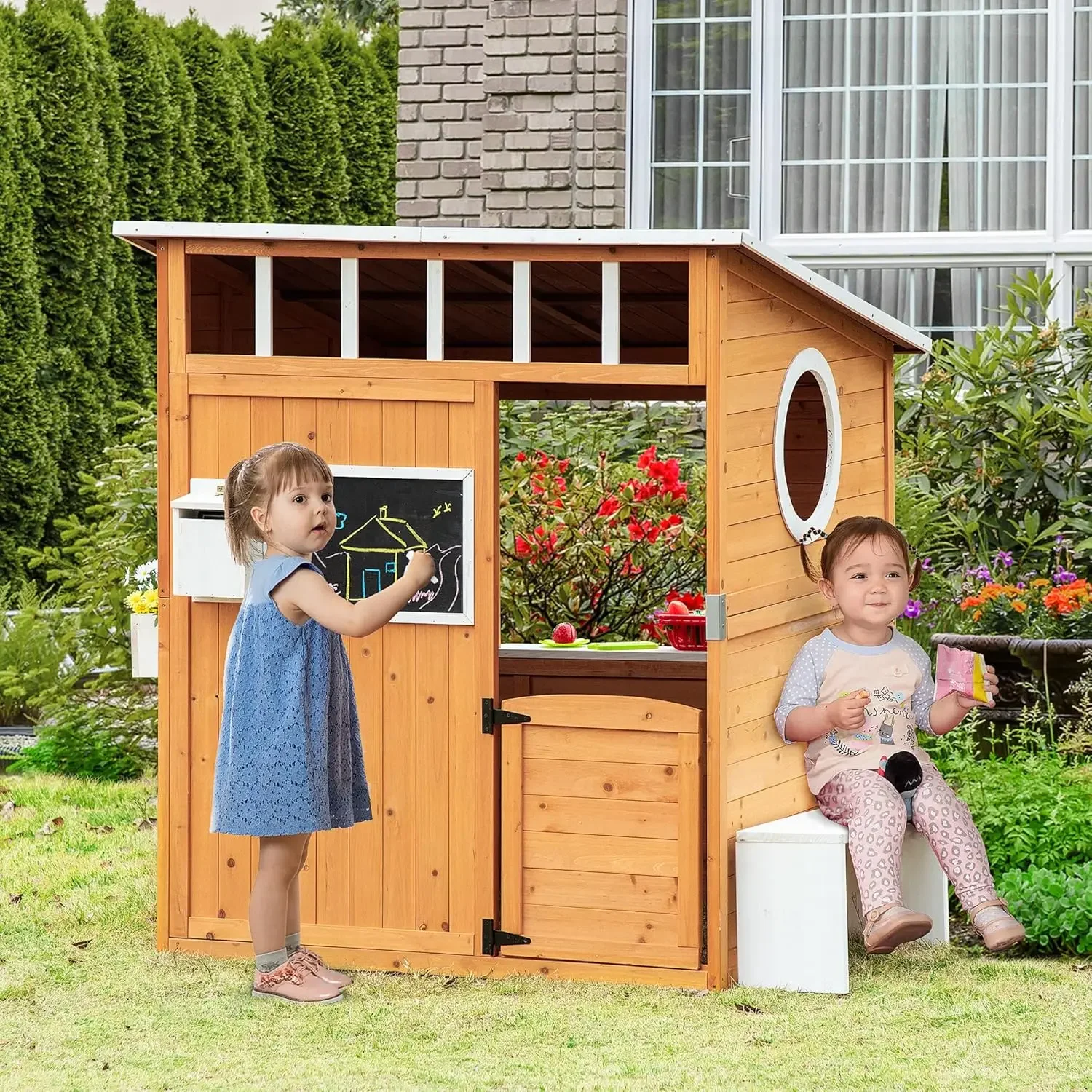 Wooden Playhouse for Kids Outd – обзор и цена Kids Outdoor Wooden Playhouse