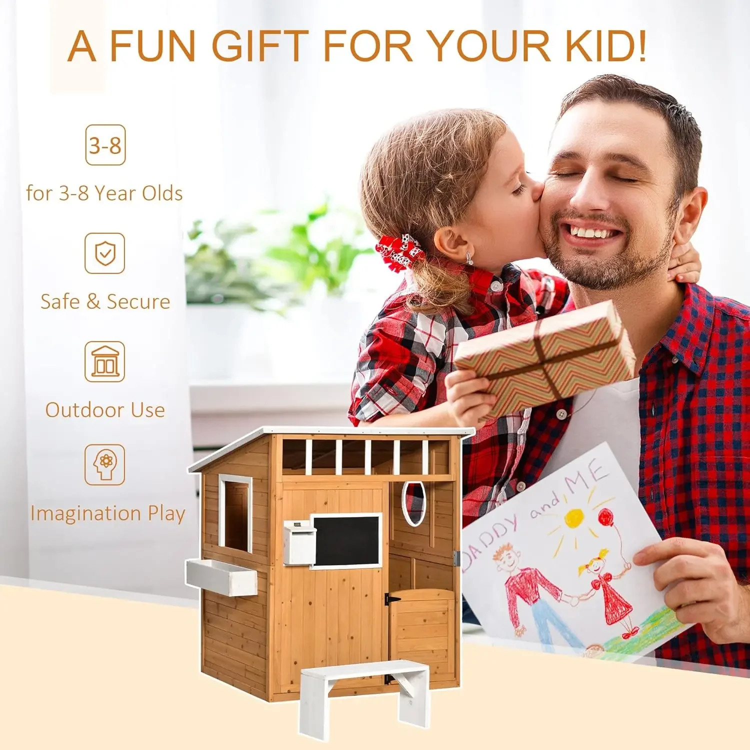 Wooden Playhouse for Kids Outd – обзор и цена Kids Outdoor Wooden Playhouse