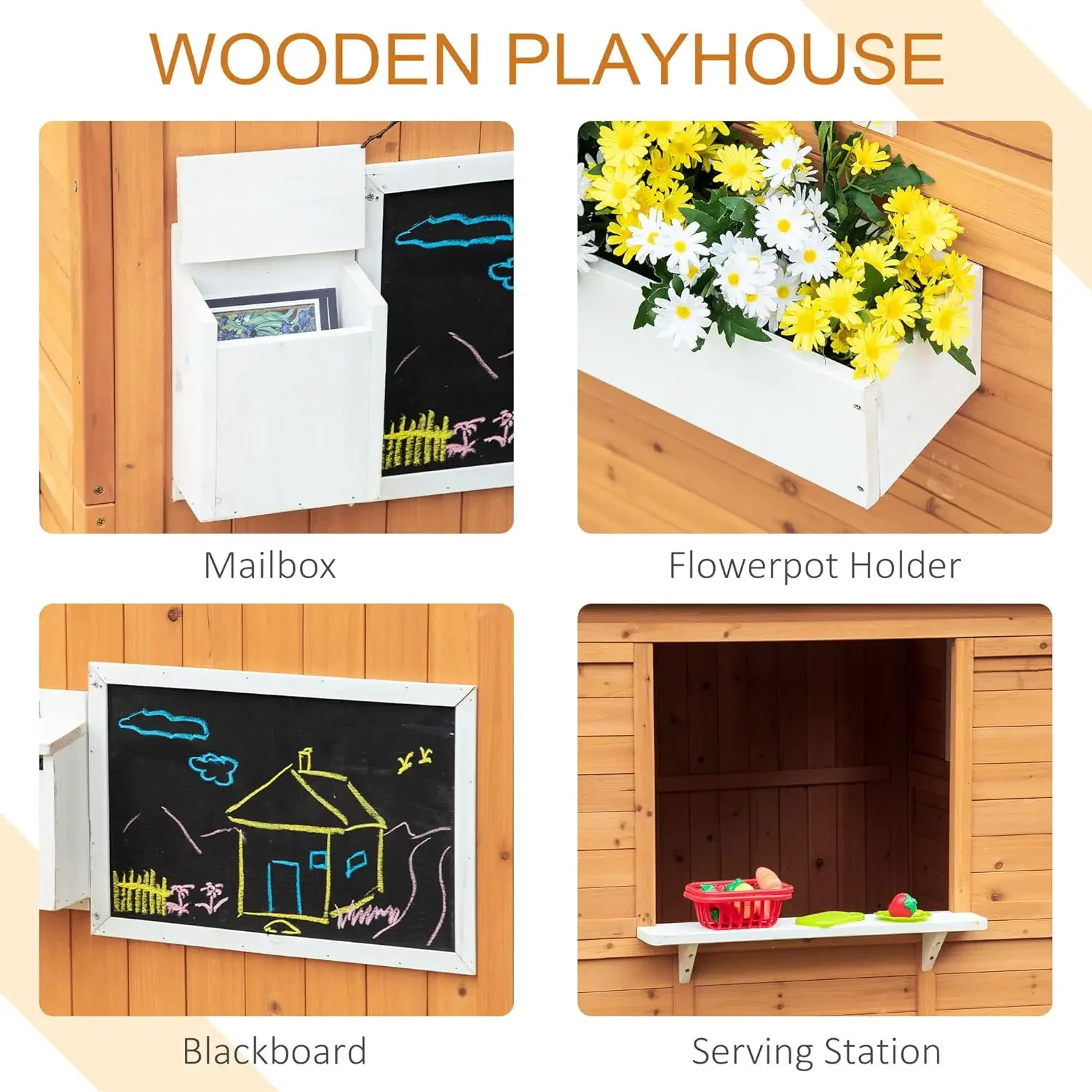 Wooden Playhouse for Kids Outd – обзор и цена Kids Outdoor Wooden Playhouse