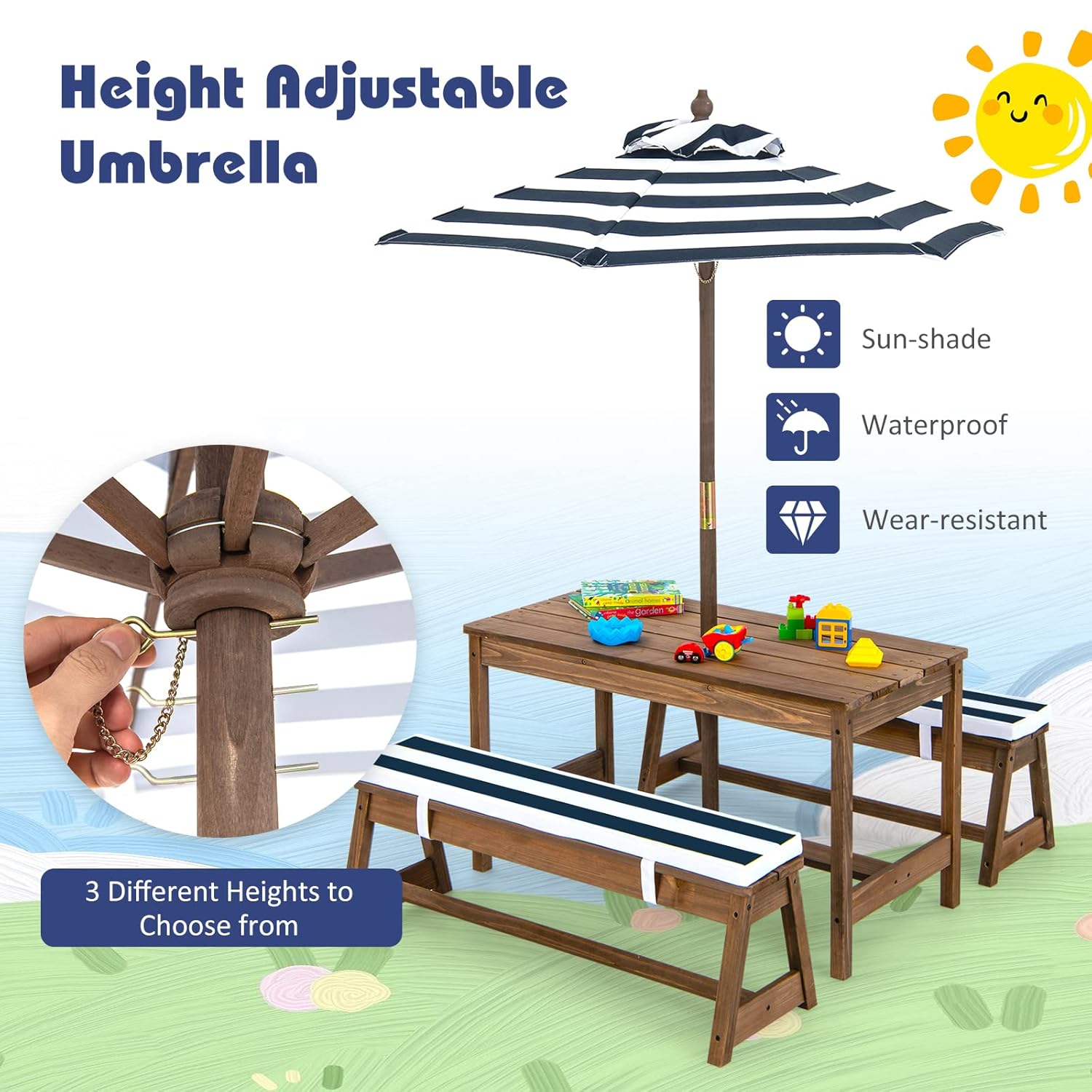 Height Adjustable Wooden Kids  – обзор и цена Kids Outdoor Chair And Table
