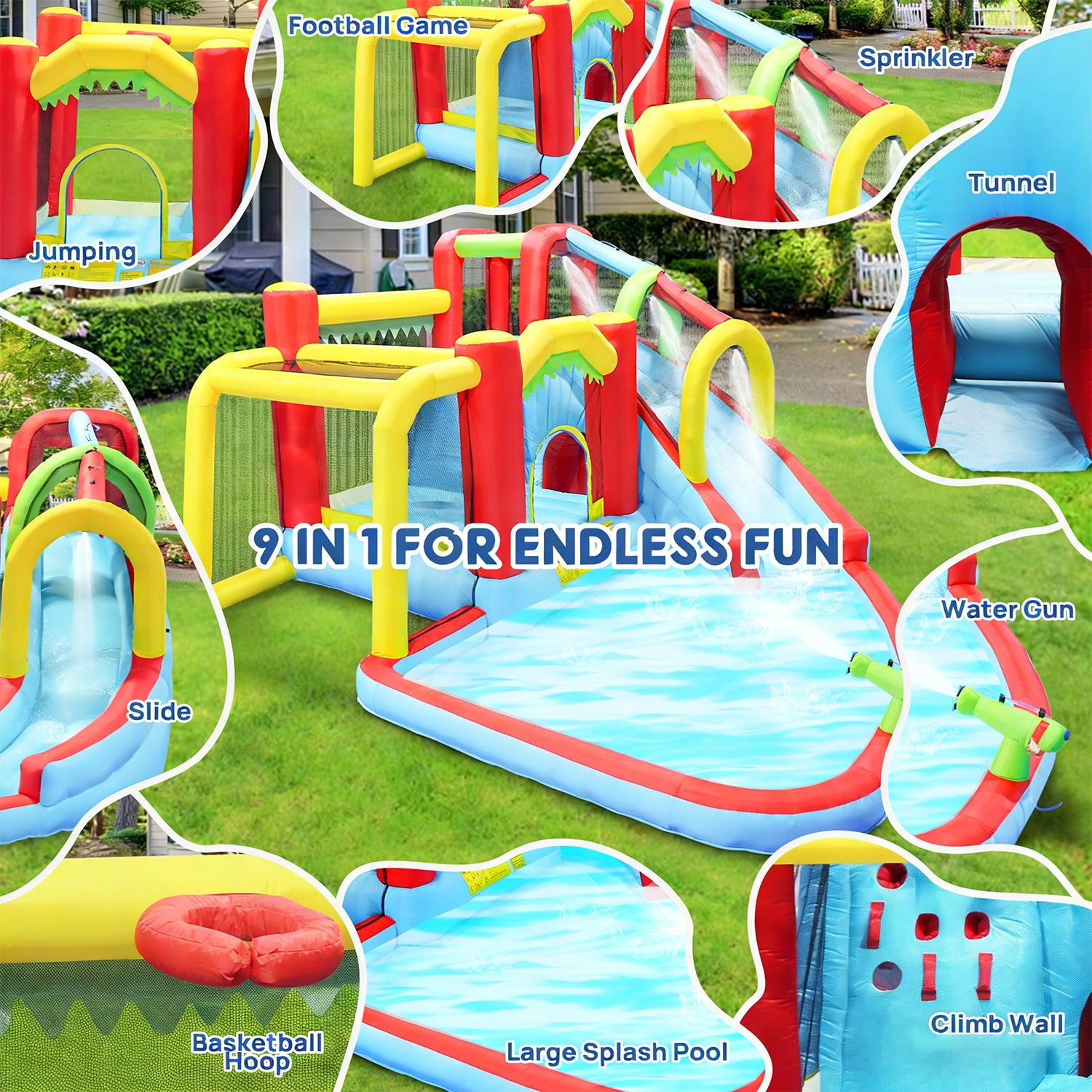 7in1 Inflatable Water Slide Pa – обзор и цена Kids Outdoor Park