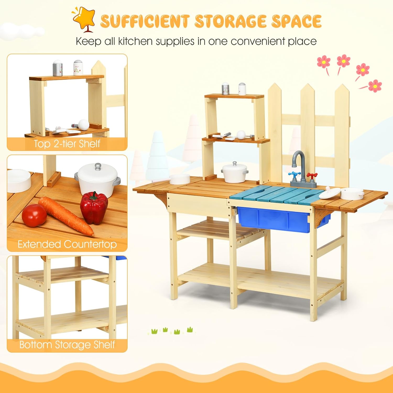 Kids Mud Kitchen Playset, Indo – обзор и цена Kids Outdoor Wooden Playset