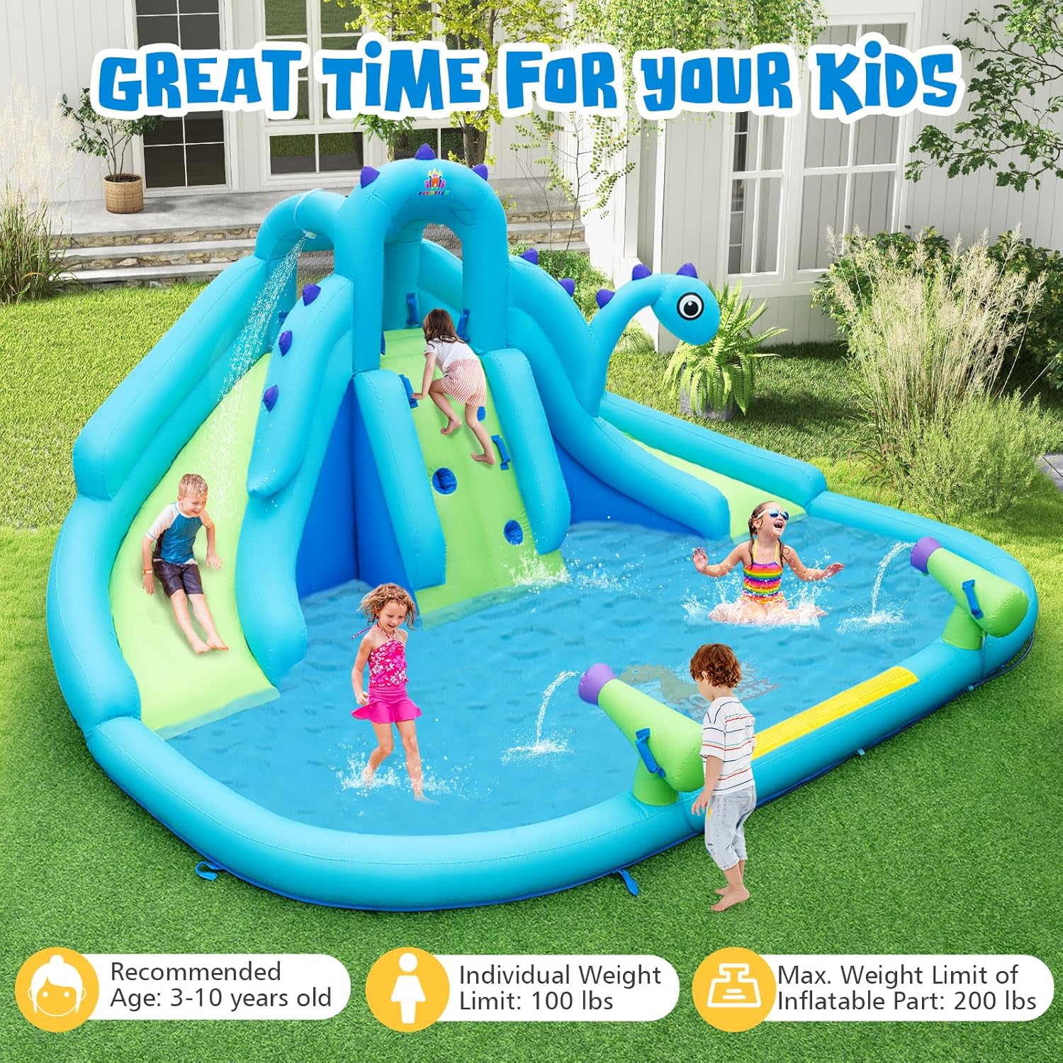 Inflatable Water Slide, Dinosa – обзор и цена Kids Outdoor Climbing Wall