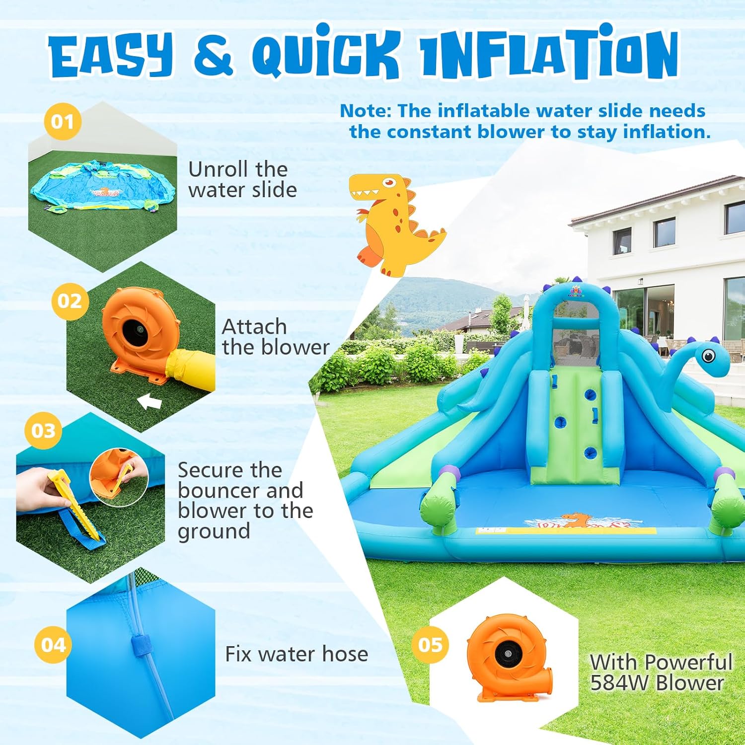 Inflatable Water Slide, Dinosa – обзор и цена Kids Outdoor Climbing Wall