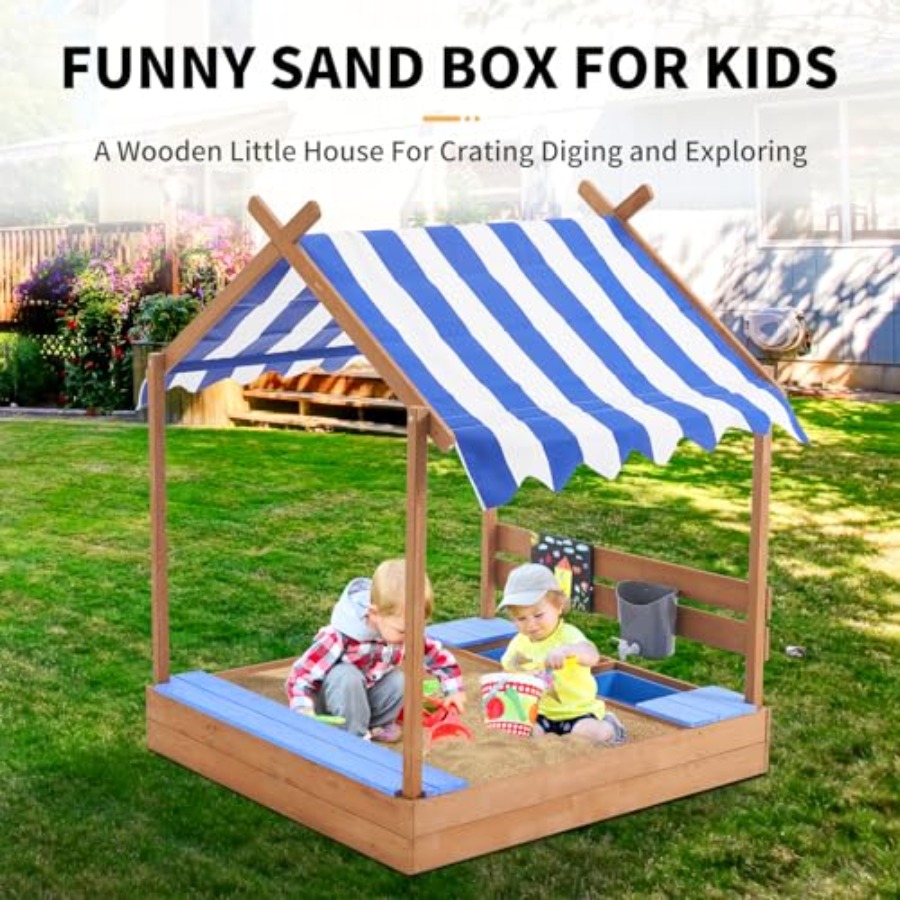 Backyard sandbox with roof for – обзор и цена Kids Outdoor Sink