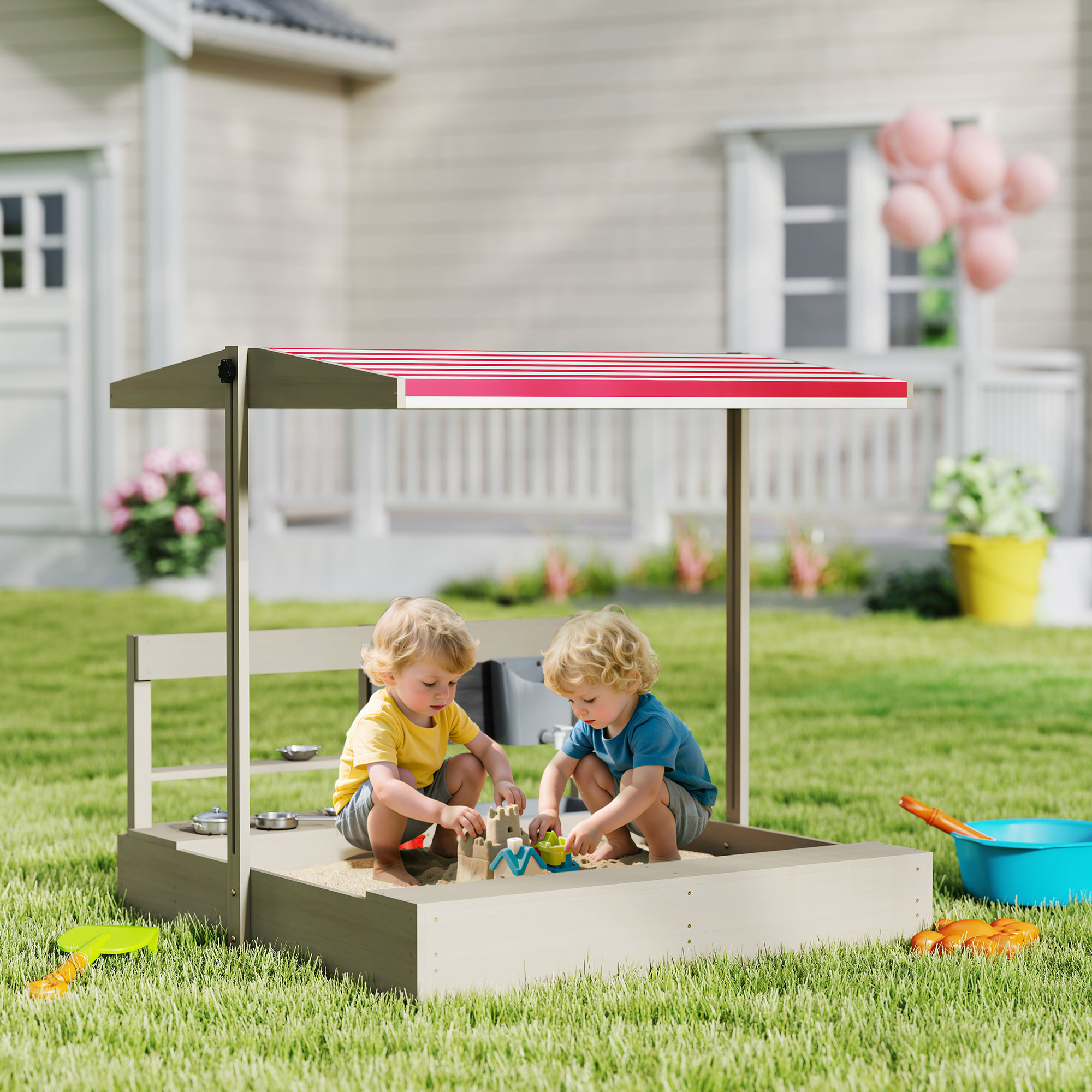 Outsunny Kids Sandbox with Hei – обзор и цена Kids Outdoor Wooden Playset