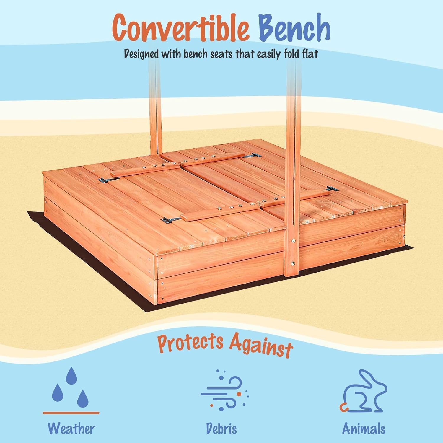 Kids Wooden Sandbox with Cover – обзор и цена Kids Outdoor Wooden Playset