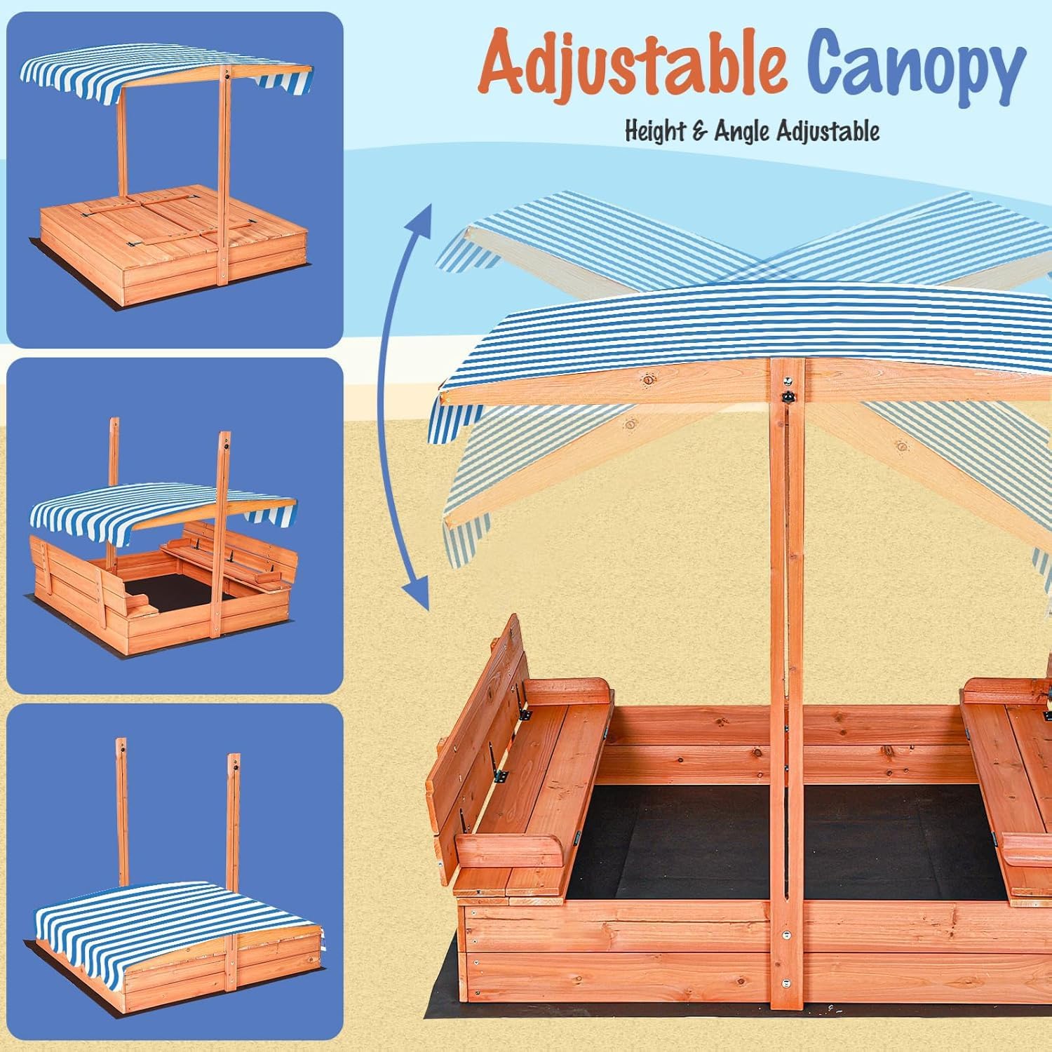 Kids Wooden Sandbox with Cover – обзор и цена Kids Outdoor Wooden Playset
