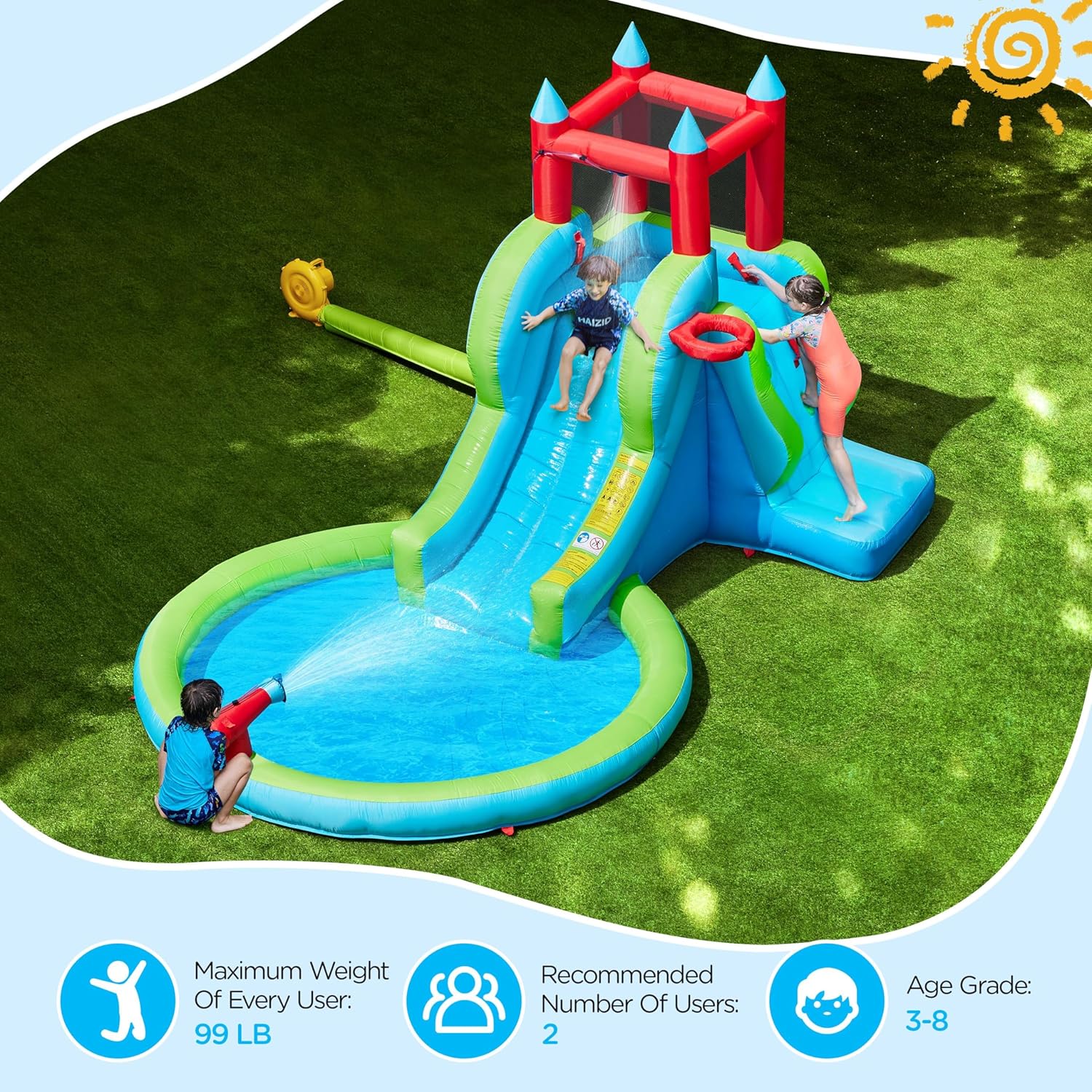 Inflatable Water Slide, 5-in-1 – обзор и цена Kids Outdoor Basketball