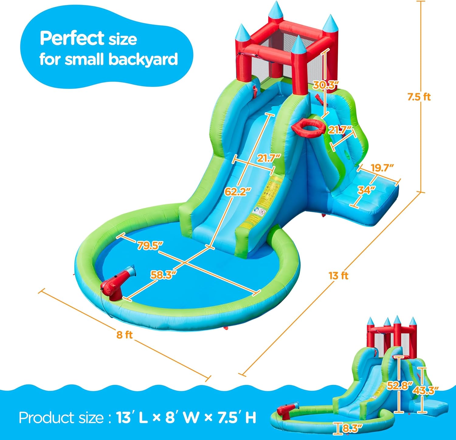 Inflatable Water Slide, 5-in-1 – обзор и цена Kids Outdoor Basketball