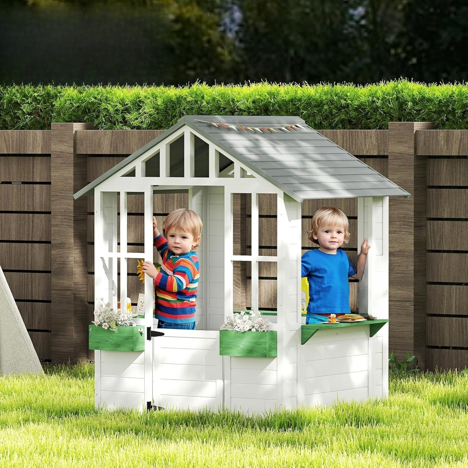 Wooden Outdoor Kids Playhouse  – обзор и цена Kids Outdoor Wooden Playhouse