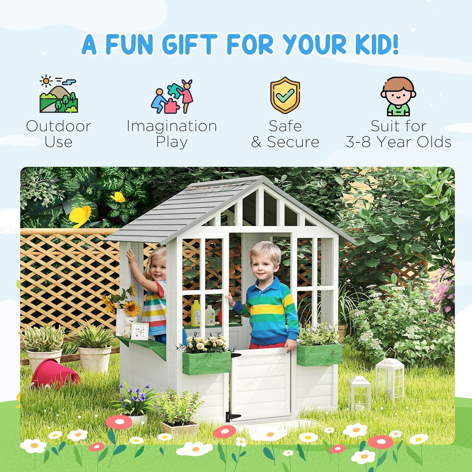 Wooden Outdoor Kids Playhouse  – обзор и цена Kids Outdoor Wooden Playhouse