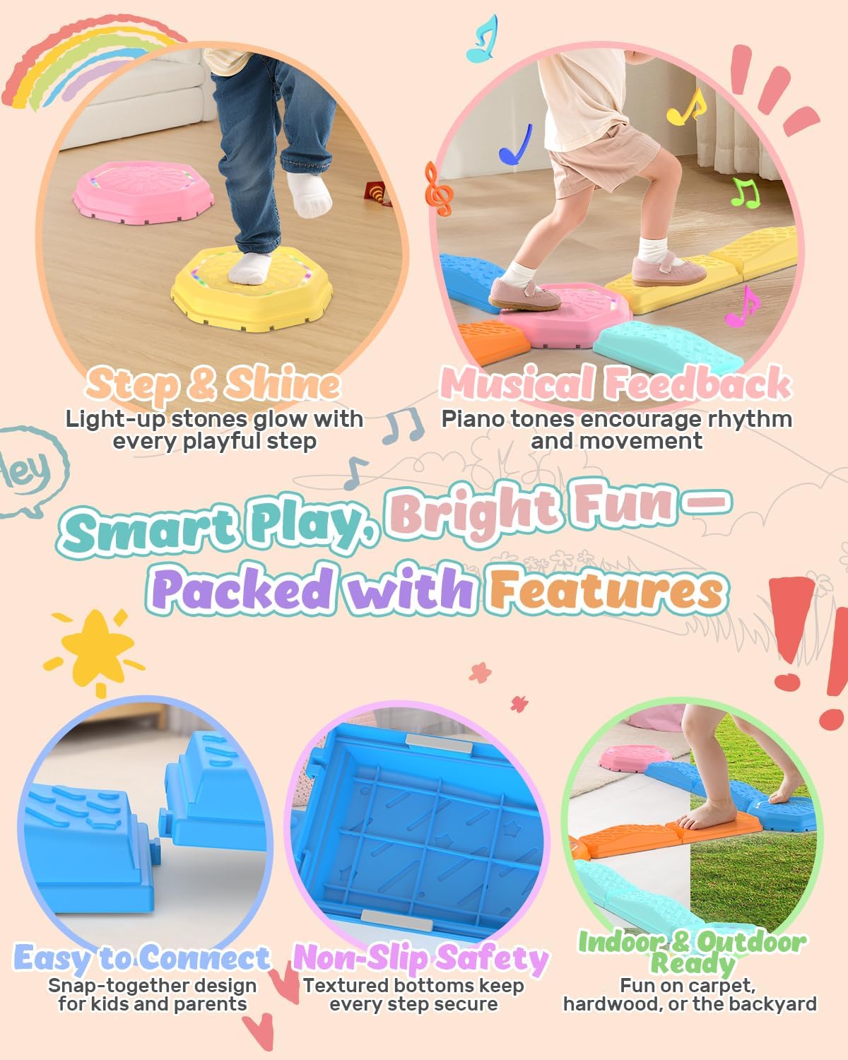 13PCS Light-Up & Musical Balan – обзор и цена Kids Outdoor Balance Beam
