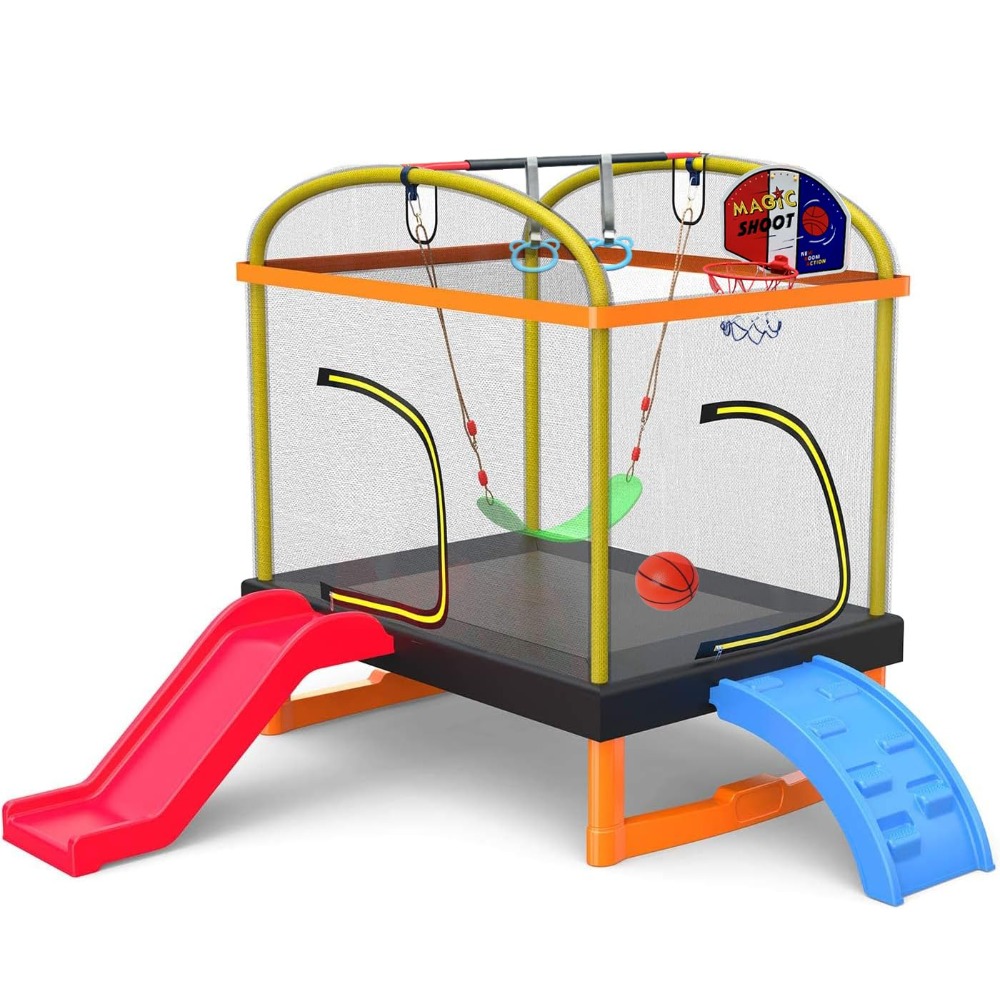 6.5Ft 7-in-1 Rectangle Trampol – обзор и цена Kids Outdoor Swing And Slide